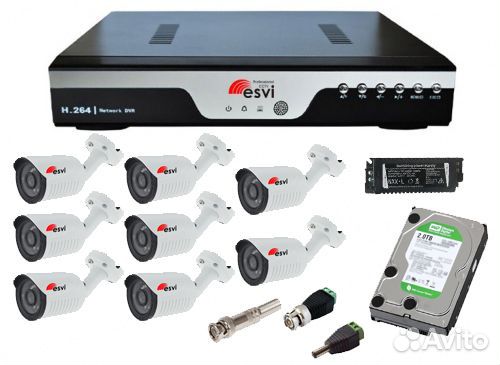 Видеонаблюдение (комплект 8 AHD видеокамер 1 Mpix)