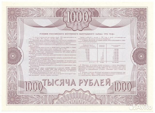 Российский внутренний выигрышный займ 1992 года