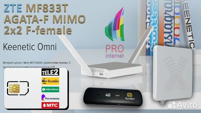 Роутер keenetic Omni ZTE MF833T agata-F mimo 2x2