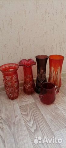Вазы красное стекло СССР