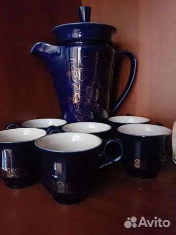 Чайный сервиз СССР, синий Кобальт с золотом