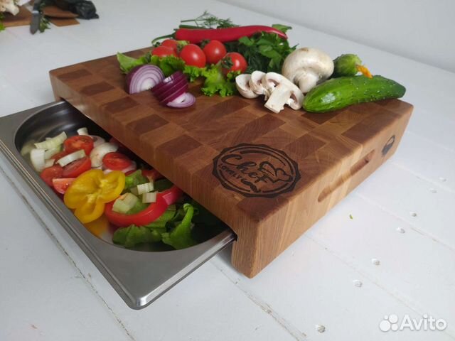 Разделочная торцевая доска с гастроемкостью