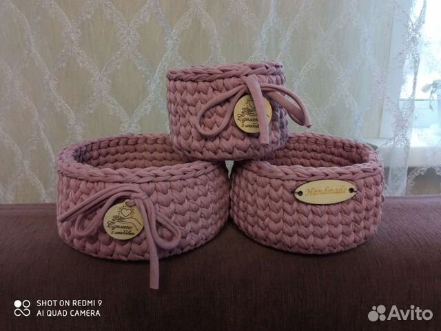 Корзиночки из трикотажной пряжи