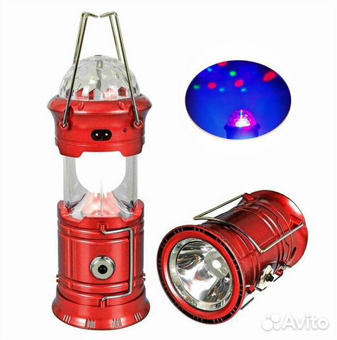 Фонарь для туризма и кемпинга с дискошаром новый