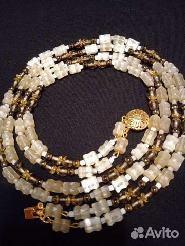 Бусы двухрядные сатиновое стекло Чехословакия