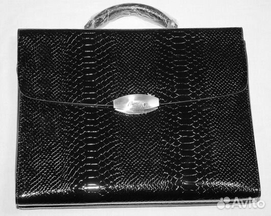 Мужской кожаный портфель Brioni croco new black Мужской кожаный портфель Brioni croco new black