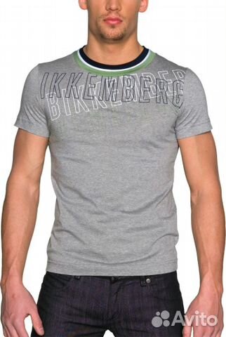 Bikkembergs-серая футболка с принтом.Италия.р-46 Bikkembergs-серая футболка с принтом.Италия.р-46