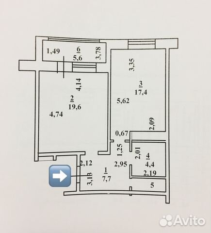 1-к квартира, 56.6 м², 5/9 эт.