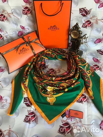 Серый Шарф Hermes Платок Гермес Палантин