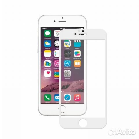Стекло iPhone 6/6S белое 3D full матовое техпак