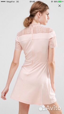 Платье розовое кружевное мини персиковое Платье розовое кружевное мини персиковое