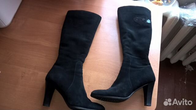Сапоги замшевые на узкую ножку