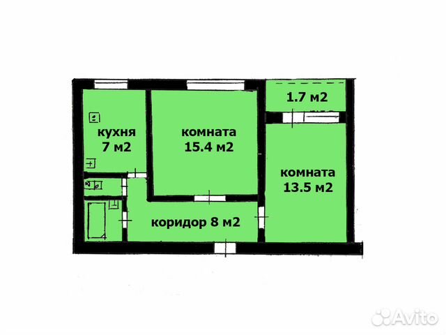 2-к квартира, 48.8 м², 1/5 эт.