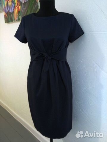 Для беременных платье синее футляр Буду мамой 42