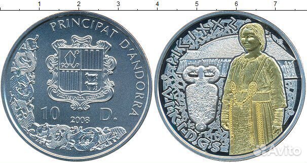 Монета Андорра 10 динерс Серебро