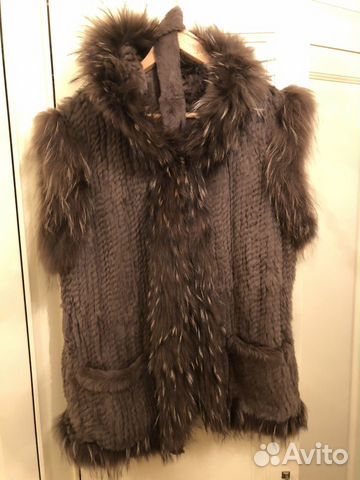 Жилет меховой вязаный кролик Жилет меховой вязаный кролик