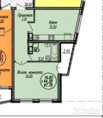 1-к квартира, 46 м², 2/23 эт.