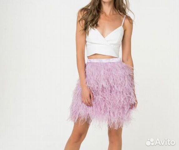Мини юбка T-SKirt из страусиных перьев