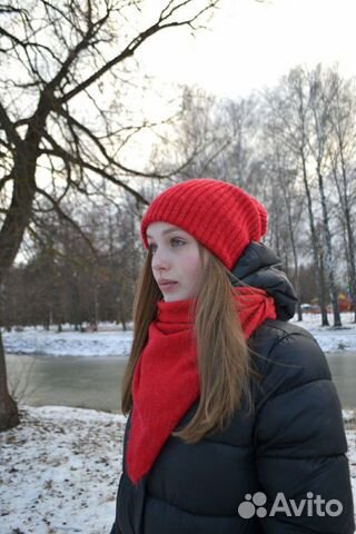 Шапка, косынка, платок, комплект, шапка вязаная