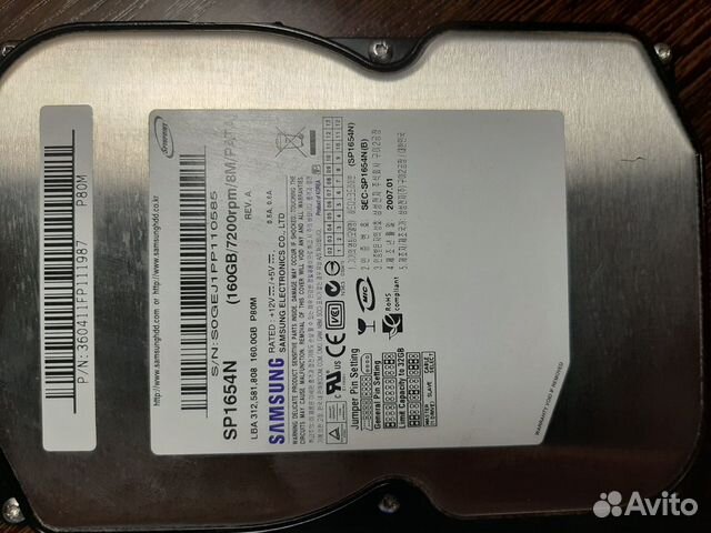 Жесткий диск HDD SAMSUNG 160 GB Жесткий диск HDD SAMSUNG 160 GB
