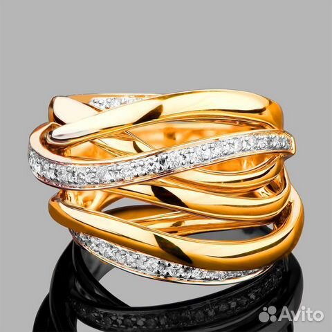 Золотое кольцо с бриллиантами 0.72Ct