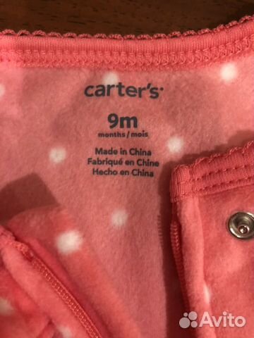 Комбинезон, слип флисовый Carter’s на девочку 9м