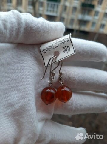 Янтарные серьги Серебряное Чудо