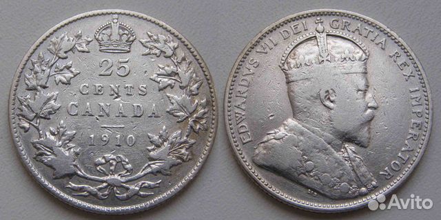 Канада 25 центов 1910 Серебро Канада 25 центов 1910 Серебро