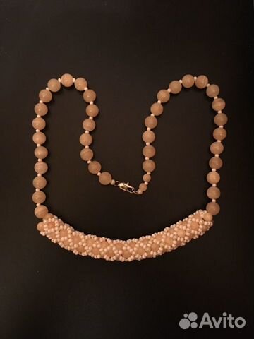 Бусы колье натуральный оникс 8мм и бисер Preciosa