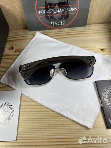 Очки chrome hearts с деревянными душками