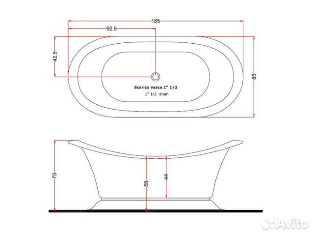 Ванна treesse grande soleil V1881/cromo