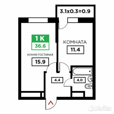 1-к квартира, 36.6 м², 5/24 эт. 1-к квартира, 36.6 м², 5/24 эт.