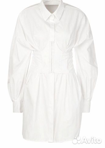 Белое платье-рубашка с корсетом