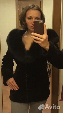 Новая Шуба мутон с воротником норка Новая Шуба мутон с воротником норка