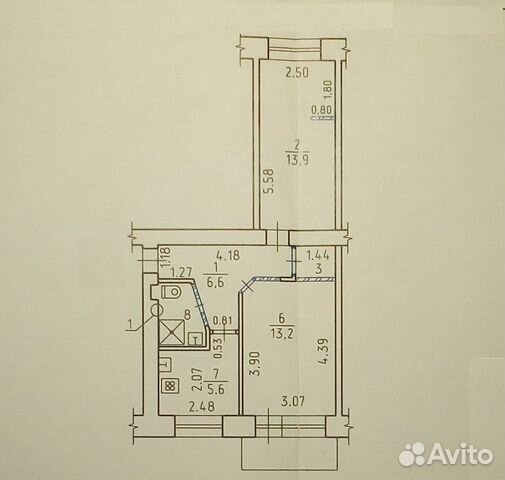 2-к квартира, 44 м², 2/5 эт.