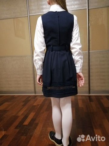 Школьный Сарафан duwali 116-128 синий Школьный Сарафан duwali 116-128 синий