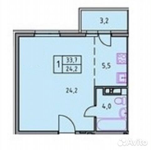 1-к квартира, 37.3 м², 8/8 эт.