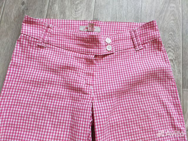 Розовые брюки капри клетка 46р Розовые брюки капри клетка 46р