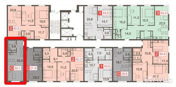 1-к квартира, 30.1 м², 16/24 эт.