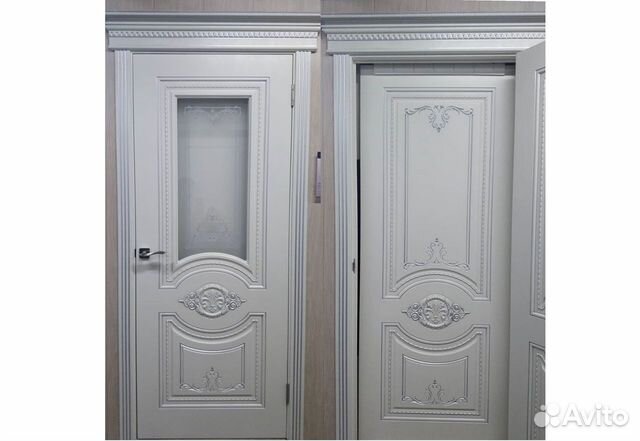 Дверь Эмаль белая «Моцарт -ид» патина серебро