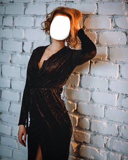 Черное бархатное платье 42-44