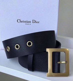 Женский ремень пояс Dior Диор черный белый кожа