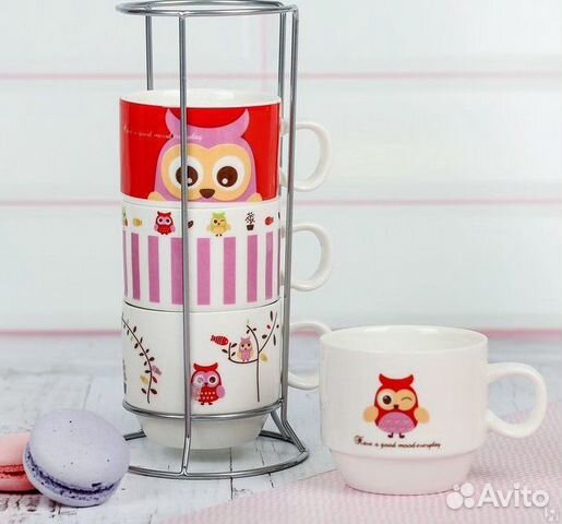 Набор кружек «совушки», 180 мл, 4 шт