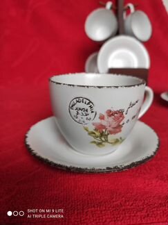 Чайный сервиз на деревянной подставке 12 предметов