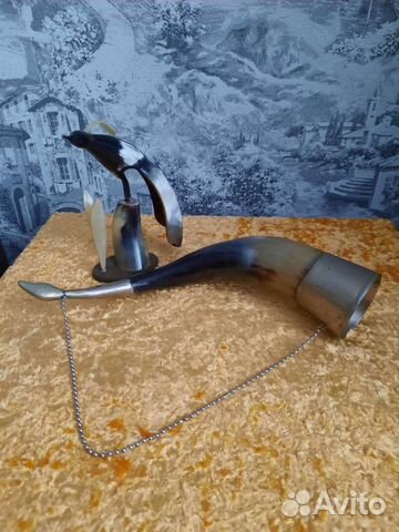 Рог изобилия или для вина, статуэтка из рога Птица