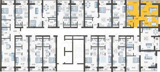 2-к. квартира, 48,7 м², 3/19 эт.