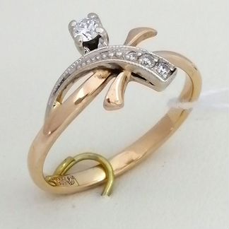 Кольцо / размер 16 / 1,80г / Золото585 / бриллиант