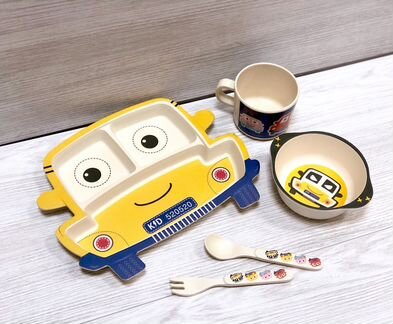 Набор посуды из бамбука посуда Тачки Машинка