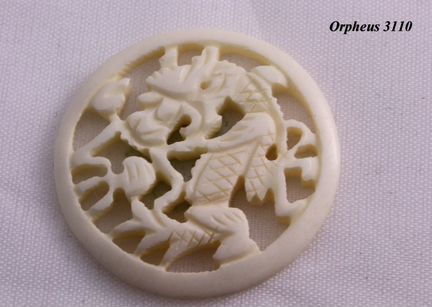 Дракон - Нэцкэ из Кости резная подвеска ru*44