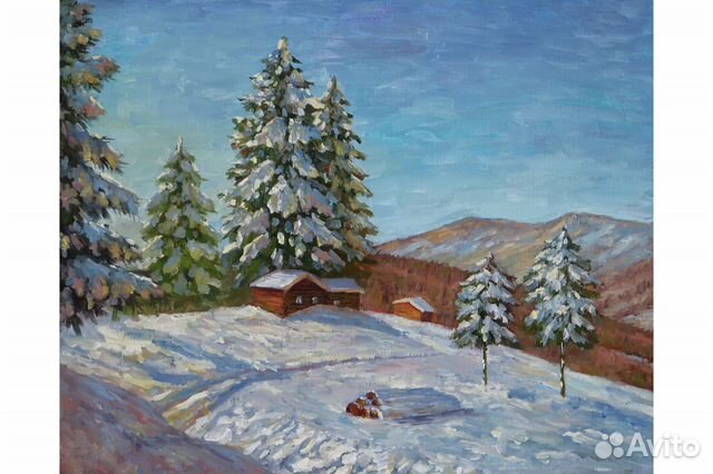 Картина маслом 40х50см. Зимний пейзаж
